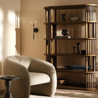 Paleta Solid Oak Wood Bookcase - Asymmetrical Reeded Design for Living Room & Home Office