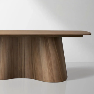 Cortina Boat-Shaped Dining Table (American Walnut): Modern Texture-Style Dining Room Meal Table