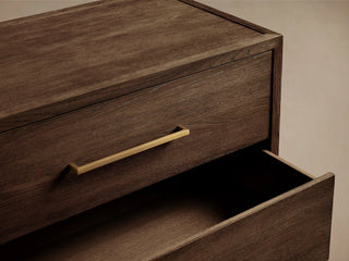 Darwyn Six-Drawer Solid Oak Dresser with Brass Hardware