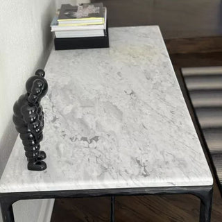 Hand-Forged Metal Rectangle Marble Console Table 60" 72"