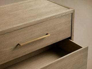 Darwyn Six-Drawer Solid Oak Dresser with Brass Hardware
