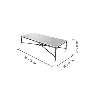 Hand-Forged Metal Rectangle Marble Coffee Table