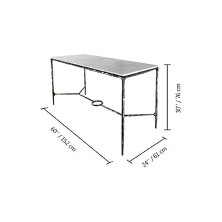 Hand-Forged Metal Rectangle Marble Desk
