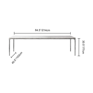 Hand-Forged Metal Marble Rectangular Dining Table