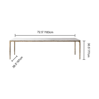Hand-Forged Metal Marble Rectangular Dining Table