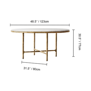 Hand-Forged Metal Marble Round Dining Table