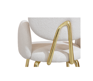Althea Bouclé Sculptural Polished Gold Luxury Dining Chair