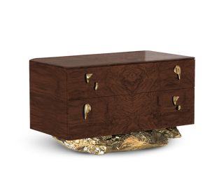 Angra Walnut Root Organic Gold Base Luxury Nightstand