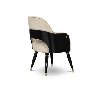 Collins with Armrest II Velvet Luxury Lacquered Dining Chair
