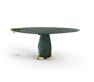 Diamond Marble & Brass Round Dining Table