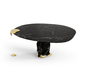 Diamond Marble & Brass Round Dining Table