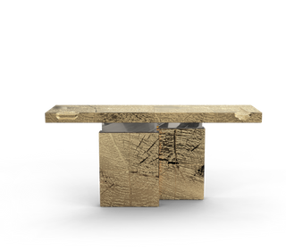 Empire Consoles Hammered Gilded Brass Entryways Cabinet Table