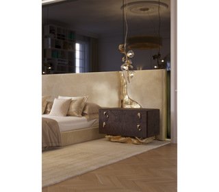 Angra Walnut Root Organic Gold Base Luxury Nightstand