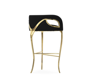 Chandra Fluid Sculptural Polished Brass Bar Stool