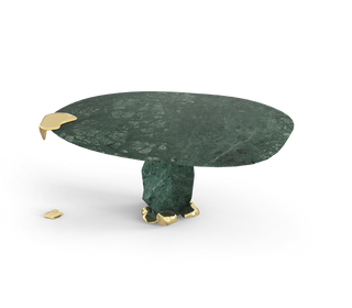 Diamond Marble & Brass Round Dining Table