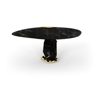 Diamond Marble & Brass Round Dining Table
