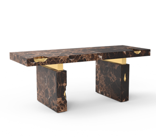 Empire Cracked Brass Inlay Marble Luxury Desk