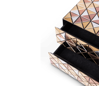 Pixel Geometric Mixed Metal Mirrored Luxury Nightstand
