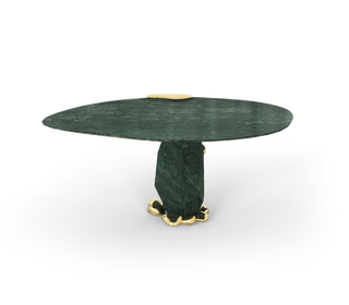 Diamond Marble & Brass Round Dining Table
