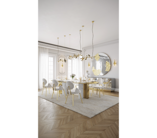 Althea Bouclé Sculptural Polished Gold Luxury Dining Chair