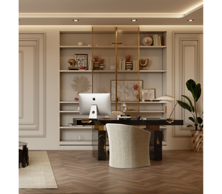 Empire Cracked Brass Inlay Marble Luxury Desk