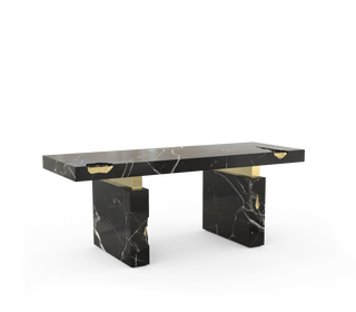 Empire Cracked Brass Inlay Marble Luxury Desk