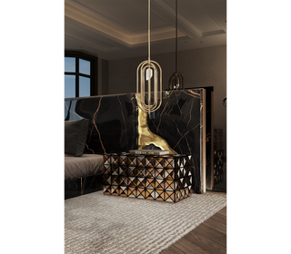 Pixel Geometric Mixed Metal Mirrored Luxury Nightstand