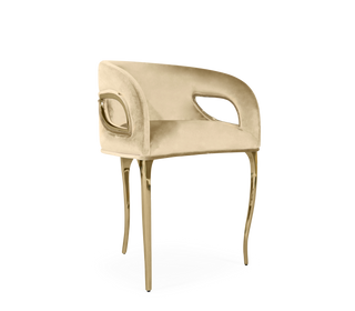 Chandra Cutout Gloss Brass Velvet Chair