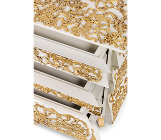 Crochet Baroque Gold Filigree Luxury Nightstand