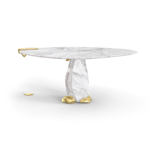 Diamond Marble & Brass Round Dining Table