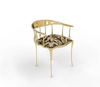 No11 Semiramide Nero Surrealist Polished Gold Dining Chair