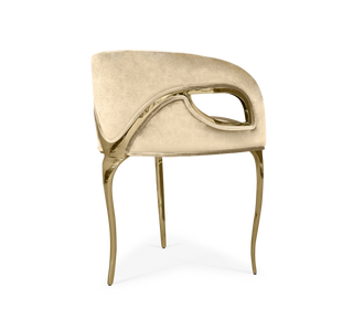 Chandra Cutout Gloss Brass Velvet Chair