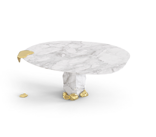 Diamond Marble & Brass Round Dining Table
