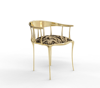 No11 Semiramide Nero Surrealist Polished Gold Dining Chair