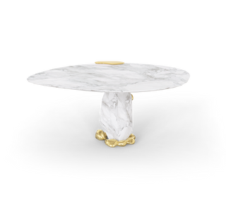 Diamond Marble & Brass Round Dining Table