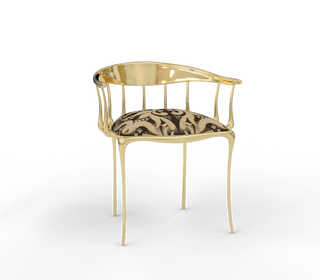 No11 Semiramide Nero Surrealist Polished Gold Dining Chair
