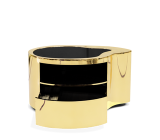 Wave Organic Curved Polished Metal Modern Luxury Nightstand