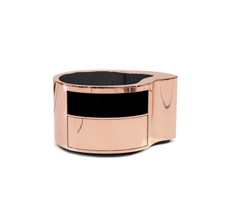 Wave Organic Curved Polished Metal Modern Luxury Nightstand