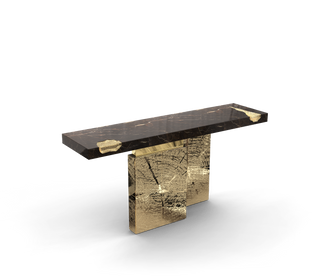Empire Consoles Hammered Gilded Brass Entryways Cabinet Table