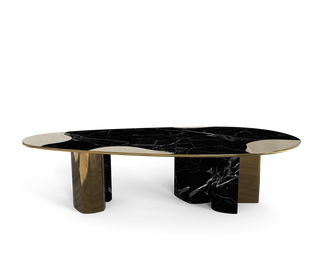 Ophelia Oval Carrara Marble & Gold Dining Table