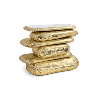 Stonehenge Consoles Crinkled Gilded Brass Entryways Cabinet Table