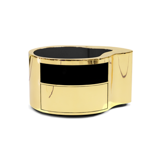 Wave Organic Curved Polished Metal Modern Luxury Nightstand