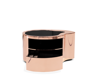 Wave Organic Curved Polished Metal Modern Luxury Nightstand