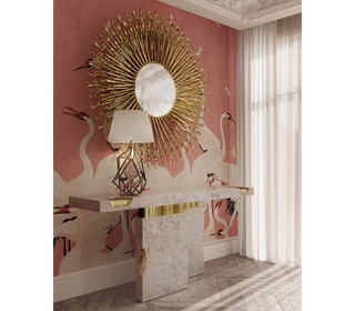 Empire Consoles Hammered Gilded Brass Entryways Cabinet Table