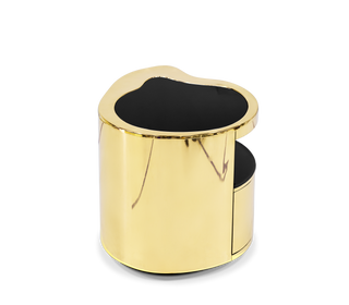 Wave Organic Curved Polished Metal Modern Luxury Nightstand
