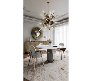 Diamond Marble & Brass Round Dining Table