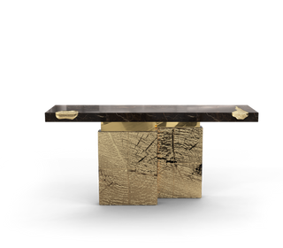 Empire Consoles Hammered Gilded Brass Entryways Cabinet Table