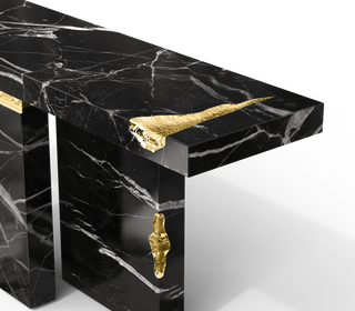 Empire Consoles Hammered Gilded Brass Entryways Cabinet Table