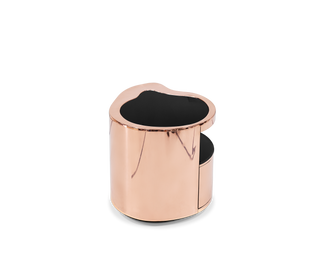 Wave Organic Curved Polished Metal Modern Luxury Nightstand