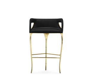 Chandra Fluid Sculptural Polished Brass Bar Stool